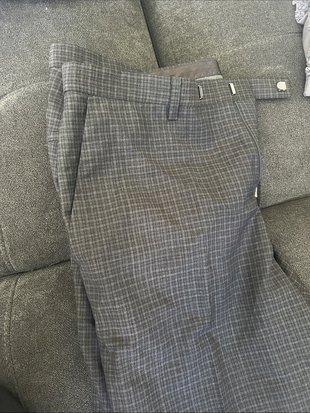 Boss Black and Gray Plaid Dress Pants